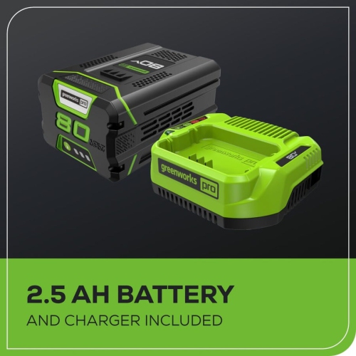 Greenworks 80V 16” Top Mount Attachment Capable Brushless String Trimmer, 2.5Ah Battery and Charger Included