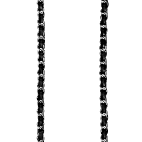 Artikl Vegan Leather & Metal Chain Phone Strap - Black & Black