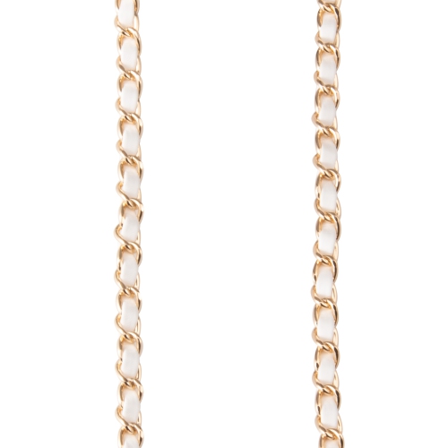 Artikl Vegan Leather & Metal Chain Phone Strap - White & Gold
