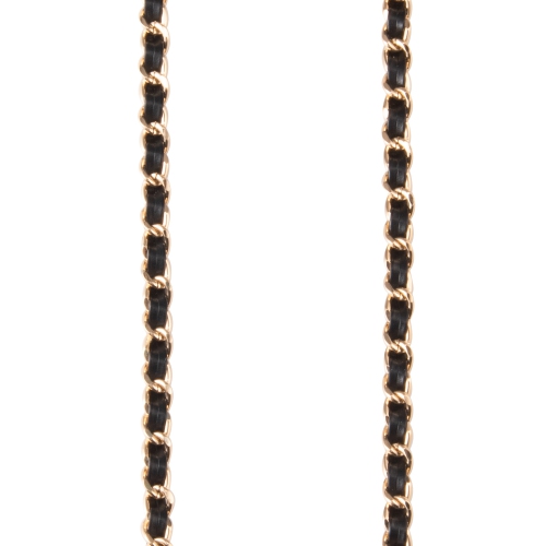 Artikl Vegan Leather & Metal Chain Phone Strap - Black & Gold