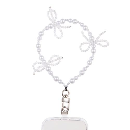 ARTIKL  Pearl Bow Wristlet Phone Strap - In White