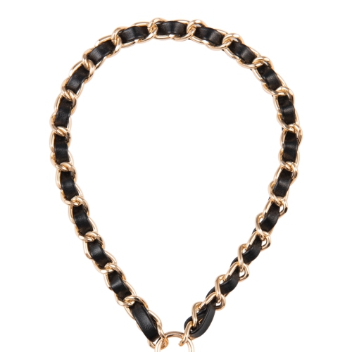 Artikl Vegan Leather & Metal Chain Wristlet Phone Strap - Black & Gold