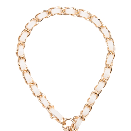 Artikl Vegan Leather & Metal Chain Wristlet Phone Strap - White & Gold