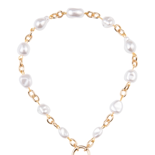 Artikl Pearl & Chain Link Wristlet Phone Strap - White & Gold