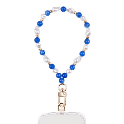 Artikl Santorini Pearl & Blue Bead Wristlet Phone Strap - Blue & White