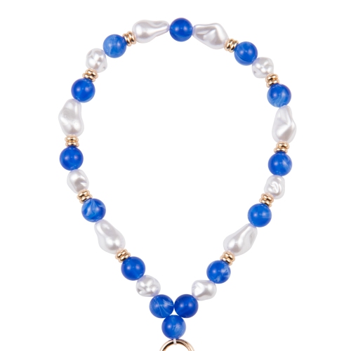 Artikl Santorini Pearl & Blue Bead Wristlet Phone Strap - Blue & White