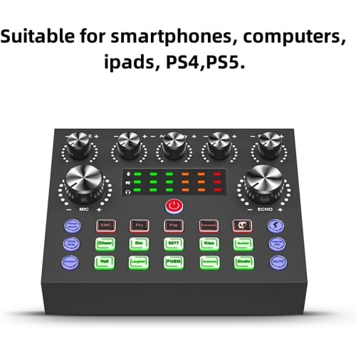 Podcast Recording Equipment with Voice changer,Podcast Mixer,Sound Card,DJ Audio Mixer Interface for PC Game Live Streaming or Podcast/Live Sound