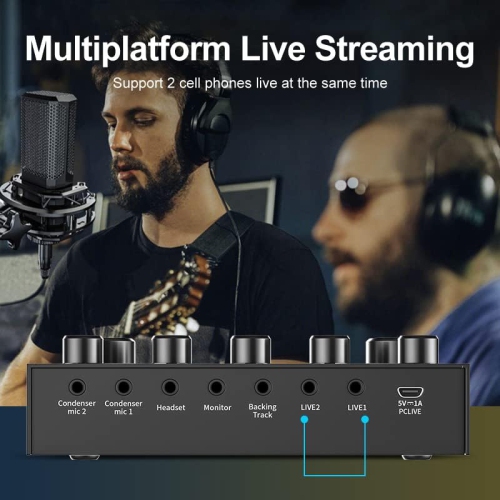 Podcast Recording Equipment with Voice changer,Podcast Mixer,Sound Card,DJ Audio Mixer Interface for PC Game Live Streaming or Podcast/Live Sound