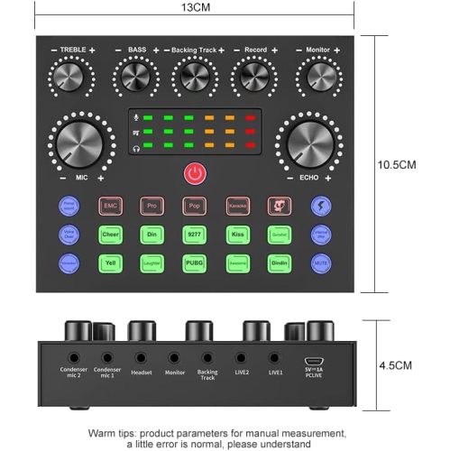 Podcast Recording Equipment with Voice changer,Podcast Mixer,Sound Card,DJ Audio Mixer Interface for PC Game Live Streaming or Podcast/Live Sound