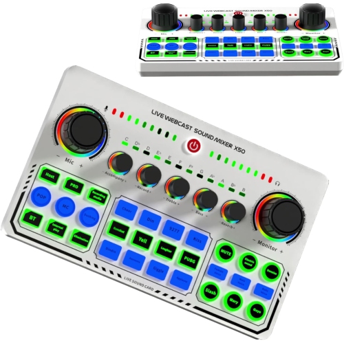 Sound Card for Live Streaming,Audio Mixer,Live Sound Card Equipment for Live Singing Dedicated to Mobile Phones and Computers Universal OTG Digital