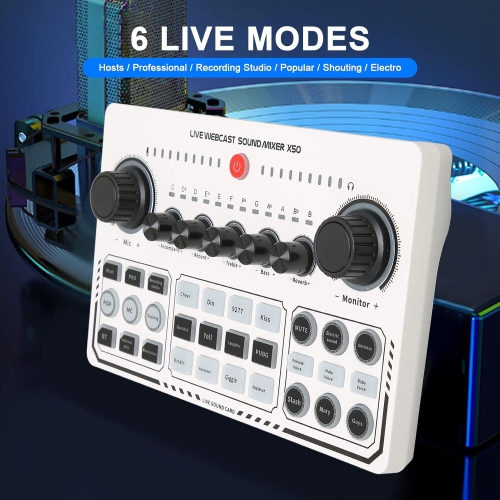 Sound Card for Live Streaming,Audio Mixer,Live Sound Card Equipment for Live Singing Dedicated to Mobile Phones and Computers Universal OTG Digital