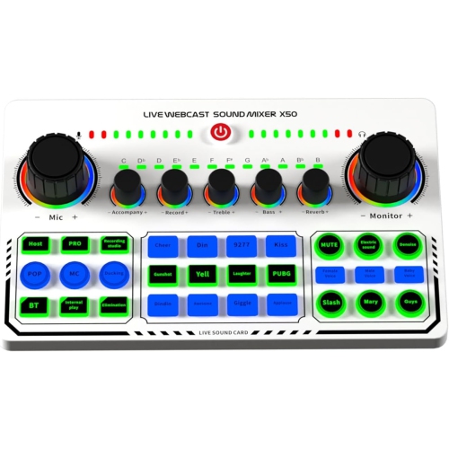 Sound Card for Live Streaming,Audio Mixer,Live Sound Card Equipment for Live Singing Dedicated to Mobile Phones and Computers Universal OTG Digital