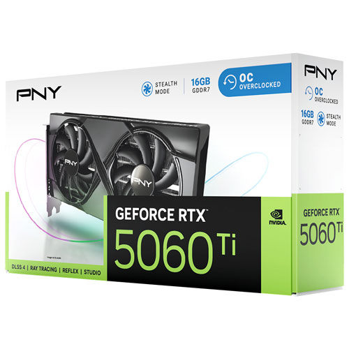PNY GeForce RTX5060 Ti OC Dual-Fan 8GB GDDR7 Video Card