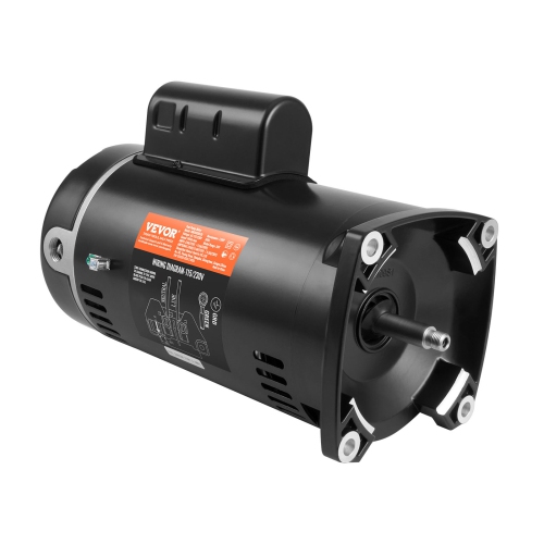 VEVOR  1 HP Pool Pump Motor, 56Y Frame, 115V(9 Amps)/230V(4.5 Amps) 3450Rpm, 60Hz, 1.25 Service Factor, 90Μf/250V Capacitor, Ccw Rotation Square