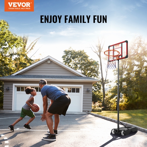 VEVOR 5-7 ft Basketball Hoop, Adjustable Height Portable Backboard System, 28 inch Basketball Hoop & Goal, Kids & Adults Basketball Set with Wheels,