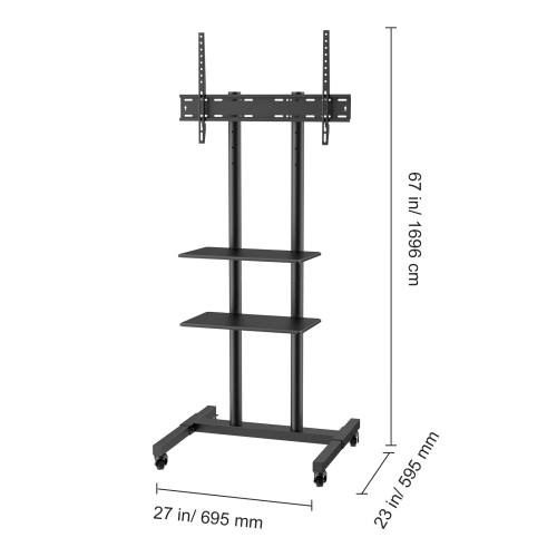 VEVOR 32 to 70 inch Mobile TV Stand, Mobile TV Cart, Height Adjustable Portable TV Stand with Wheels, Double Tray for Audio-Visual Devices, Rolling
