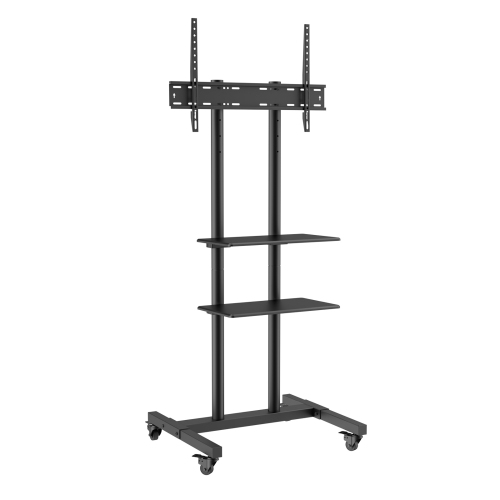 VEVOR 32 to 70 inch Mobile TV Stand, Mobile TV Cart, Height Adjustable Portable TV Stand with Wheels, Double Tray for Audio-Visual Devices, Rolling