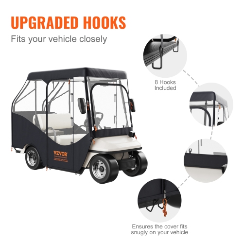 VEVOR Golf Cart Enclosure, 420D Polyester Driving Enclosure with 4-Sided Transparent Windows,4 Passenger Club Car Covers Universal Fits for Most
