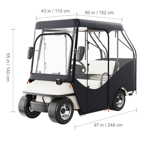VEVOR Golf Cart Enclosure, 420D Polyester Driving Enclosure with 4-Sided Transparent Windows,4 Passenger Club Car Covers Universal Fits for Most