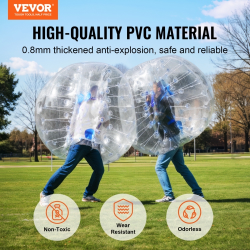 VEVOR 2-Pack Inflatable Bumper Balls , 4FT/1.2M Body Sumo Zorb Balls for Teen & Adult, 0.8mm Thick PVC Human Hamster Bubble Balls for Outdoor Team