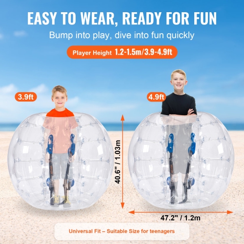 VEVOR 2-Pack Inflatable Bumper Balls , 4FT/1.2M Body Sumo Zorb Balls for Teen & Adult, 0.8mm Thick PVC Human Hamster Bubble Balls for Outdoor Team