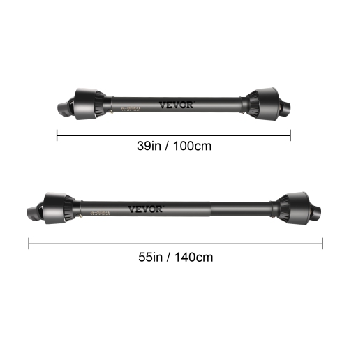 VEVOR 1-3/8” PTO Shaft, PTO Drive Shaft, 6 Spline End Round End PTO Driveline Shaft, Series 4 Tractor PTO Shaft, 39”-55” Brush Hog PTO Shaft, Black