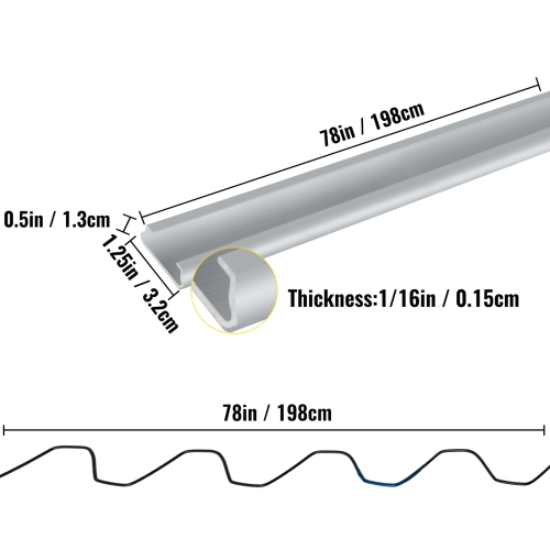 VEVOR 6.56ft Spring Wire and Lock Channel, Spring Lock & U-Channel Bundle for Greenhouse, 20 Packs PE Coated Spring Wire & Aluminum Alloy Channel,
