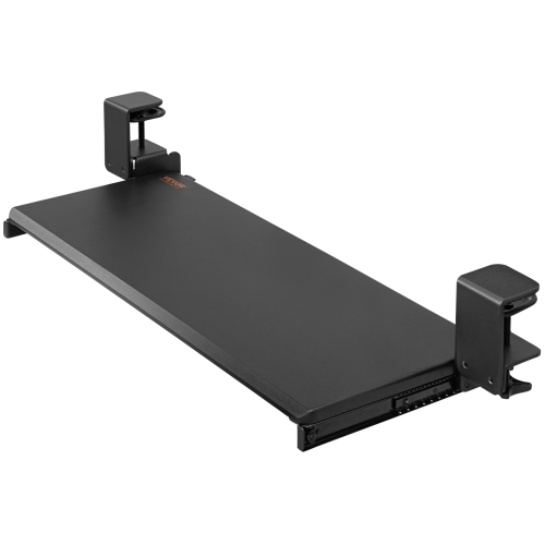 VEVOR 26.8 x 11 inch Clamp on Keyboard Tray Under Desk, Desk Keyboard Tray Slide out with Sturdy No-drill C Clamp Mount, Large Slide-out Computer