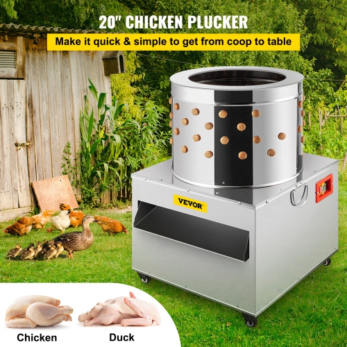 VEVOR 50cm Turkey Chicken Plucker Plucking Machine, Poultry De-Feather Stainless Steel