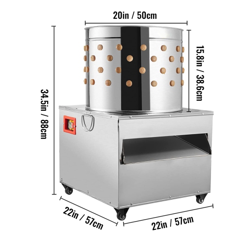 VEVOR 50cm Turkey Chicken Plucker Plucking Machine, Poultry De-Feather Stainless Steel