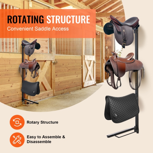 VEVOR 24 x 7 x 52 in Wall Mount Saddle Rack, Four Tiers Horse Saddle Storage Rack, Heavy Duty Equestrian Western and English Saddle Stand, Horse