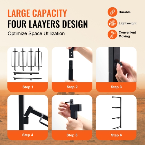 VEVOR 24 x 7 x 52 in Wall Mount Saddle Rack, Four Tiers Horse Saddle Storage Rack, Heavy Duty Equestrian Western and English Saddle Stand, Horse