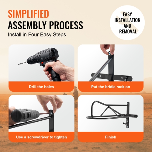 Support mural pour selle VEVOR de 27,3 x 16,3 x 12,5 po, 8 paquets de selles pour chevaux avec barre, support portatif pour selle anglais et