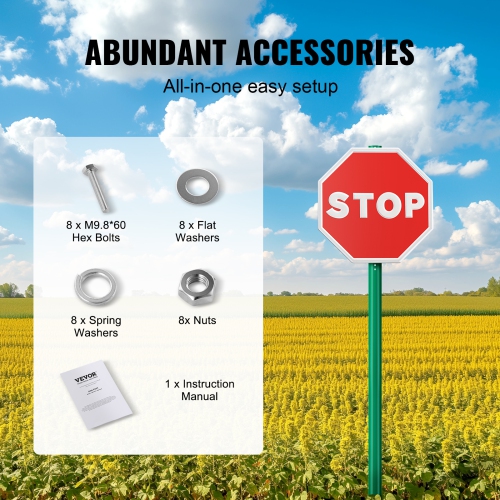 VEVOR 8FT U-Channel Sign Post, 4Pack Green Heavy Duty Steel Fixed Fence Post, Steel Fence U-Channel Sign for Garden, Courtyard, Farm or Traffic