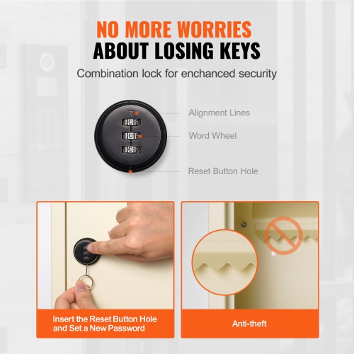 Boîte de dépôt murale VEVOR de 12 13,5x6,3x16,9&nbsp;po, boîte aux lettres murale en acier robuste avec cadenas à combinaison de 2,8-7,9", boîte de