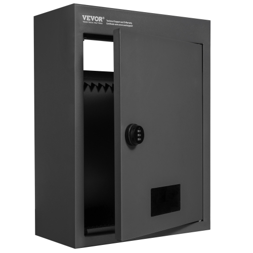 VEVOR 12.5x6.3x16.9" Through The Wall Drop Box, Heavy Duty Steel Through the Wall Mailbox with 2.8-7.9" 13" Combination Lock, Mail Drop Box, Black