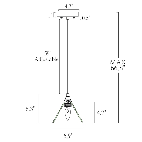 Modern Kitchen Island Pendant Light 1-Light Black & Gold Pendant Light with Water-Rippled Glass Shade