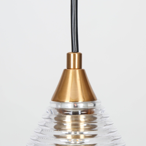 Modern Kitchen Island Pendant Light 1-Light Black & Gold Pendant Light with Water-Rippled Glass Shade