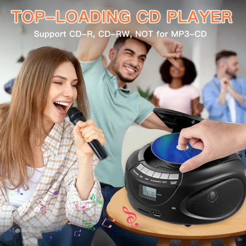 Portable CD Player for Home,CD Boombox with AM/FM Stereo Radio, Bluetooth,USB,Headphone Jack,LCD Display,Boom Box CD Player