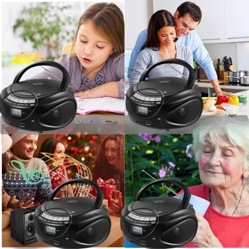 Portable CD Player for Home,CD Boombox with AM/FM Stereo Radio, Bluetooth,USB,Headphone Jack,LCD Display,Boom Box CD Player