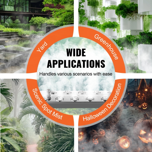 VEVOR 10 Head Ultrasonic Mist Maker , 7000mL/H Ultrasonic Fogger, Mist Maker with 280W IP67 Waterproof Power Supply, Buoy, Replacement Discs, for