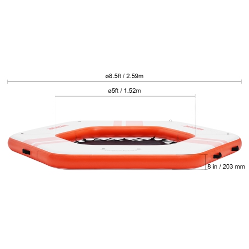 VEVOR ø8.5FT Inflatable Floating Dock, Inflatable Dock Platform with ø5FT Trampoline Mesh Pool, Non-Slip Floating Platform Water Mat with Portable