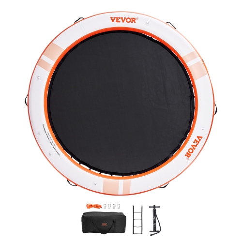 VEVOR ø10FT Inflatable Floating Dock, Inflatable Dock Platform with ø8FT Trampoline Mesh Pool, Non-Slip Floating Platform Water Mat with Portable Bag