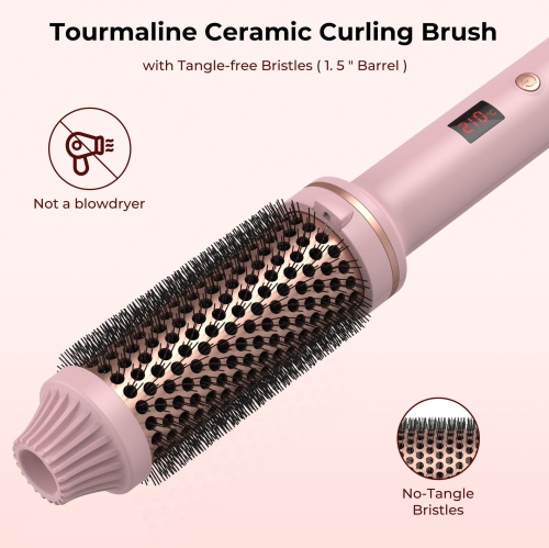 Curling Iron Thermal Brush,3-in-1 PTC Heated Thermal Brush,Hot-air Brush for Hair Styling
