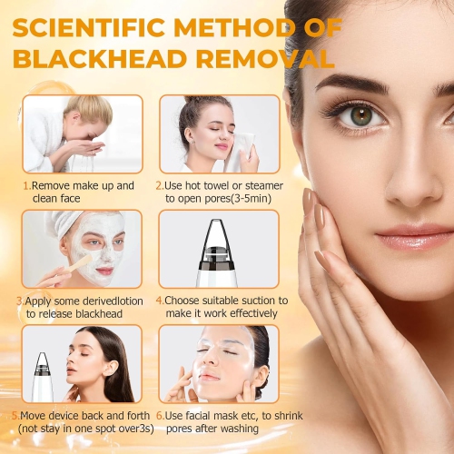 Pore Vacuum,USB Rechargeable Blackhead Remover Vacuum,3 Levels Adjustable Pore Vacuum Blackhead Remover,Face Vacuum Pore Cleanser for Women & Men