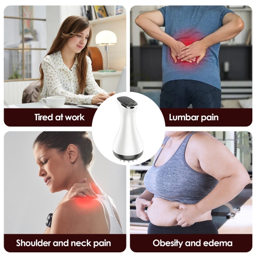 Electric Meridian Massage Brush,Home Use Abdominal Massager Scraping Device for Shoulder & Neck,Vibration Red Light Massager for Full Body