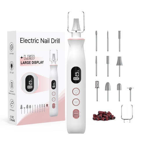 MYACUC  Electric Nail Drill, Cordless Rechargeable Portable Nail File Kit for Thick Toenails, 10 Speeds Nail Drill Machine, Manicure Pedicure for Hand &