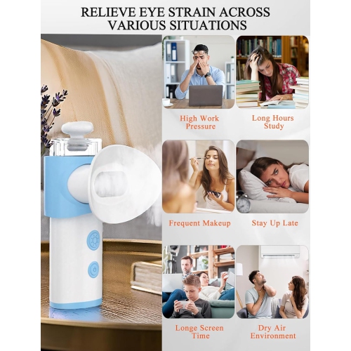 Eye Steamer for Dry Eye,Portable Heated USB Nano Eye Mist Sprayer with Warm Compress for Dry Eyes & Stye Relief,Rechargeable Eye Drop Steamer for