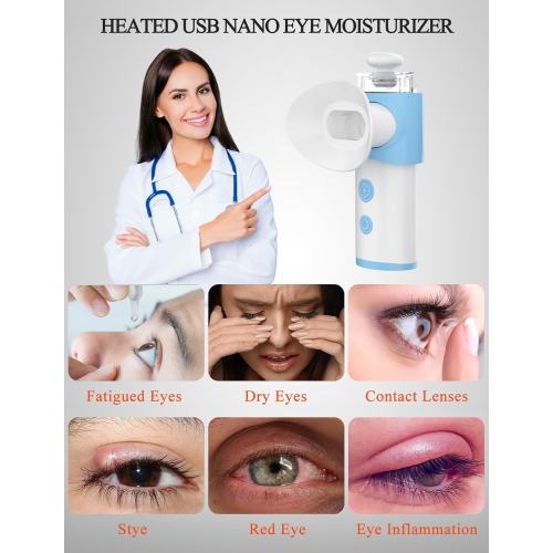 Eye Steamer for Dry Eye,Portable Heated USB Nano Eye Mist Sprayer with Warm Compress for Dry Eyes & Stye Relief,Rechargeable Eye Drop Steamer for