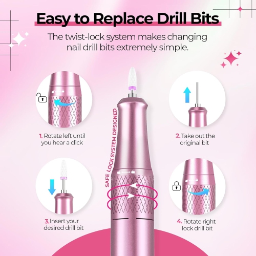 Electric Nail Drill 40000RPM Electric Nail File Kit File Nail Drill Machine with LCD Display for Acrylic Gel Nail,Manicure Pedicure Polishing Nail